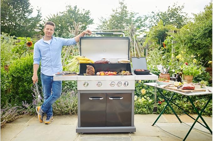 Jamie Oliver Gasgrill Pro 6 schwarz schwarz Edelstahl, Gu...
