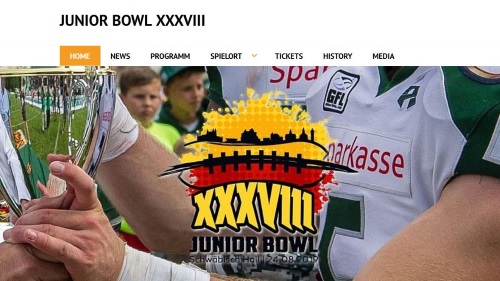 JB Homepage, die Internetseite des Junior Bowls 2019